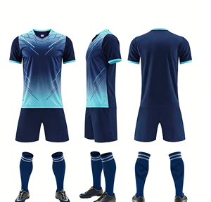 高品質100％ポリエステルサッカーユニフォーム 通気性抜群 快適 速乾 Vネック 半袖 男女兼用 大人用サッカーユニフォーム - Product Image 5