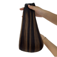 Ekstensi Rambut Manusia Rusia Remy Grade Machine Double Weft Berkualitas Tinggi, Pewarnaan Sutra Lurus, Dapat Disesuaikan untuk Kepang