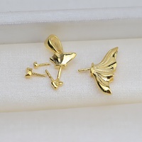 Pendentif Poisson Rouge en Argent S925, Monture Vierge Électroplaquée, Breloque Perle Détachable, Support Vide Baroque, Bijou Fait Main