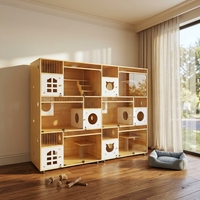 Cage et maison de luxe lavables pour chat, sans assemblage requis, pour l'élevage et l'accueil, vitrine de présentation en verre pour animalerie
