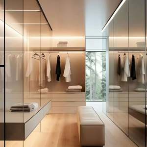 Top Quality Modern Design <b>Wardrobe</b> Bedroom Furniture Luxury Walk in Closet with LED Strip Light - Product Image 6