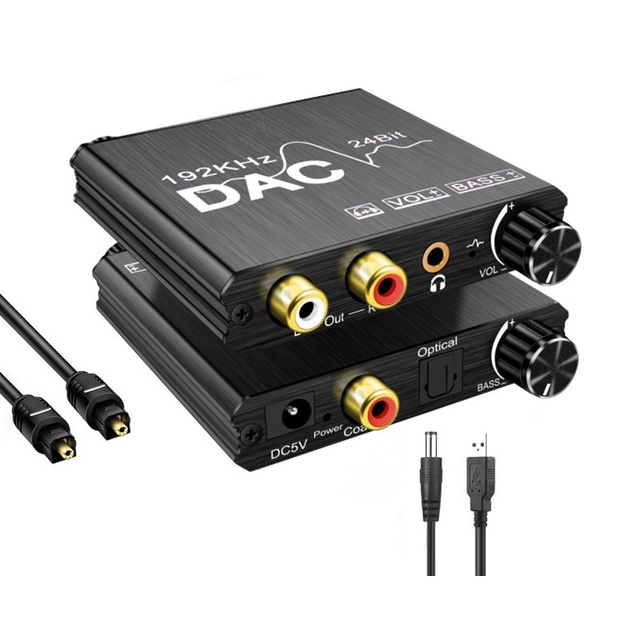 Digital to Analog Audio Converter 192KHz 24Bit DAC Amp Coaxial Optical SPDIF to 3.5mm L/R RCA Jack Adapter for PS5 PS4 HDTV DVD