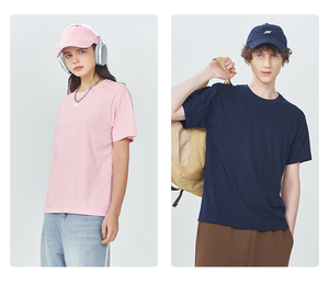 Factory Source 220g <b>Combed</b> Compact Cotton Short-Sleeve Blank T-Shirt for Men Women Siro Spinning Collar Direct Source for Better - Product Image 3