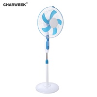 Ventilateur solaire au sol bleu de 16 pouces, modèle 16 pouces-6, panneau solaire 18V20W, batterie 12V 9000AH, autonomie de 3 à 10 heures, économie d'énergie