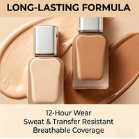 Fond de teint liquide longue tenue personnalisé, imperméable et mat, marque privée, couvrance totale, fini naturel, crème de fond de teint