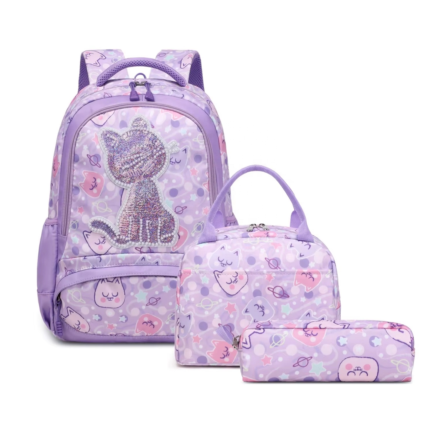WYCY Mochila Para Niñas - Bonita Mochila Escolar A Cuadros Con Compartimento Para Laptop Para Escuela Primaria Y Secundaria, Bolsa Escolar+bolsa De Almuerzo Aislada+estuche De Lápices Púrpura, Grande