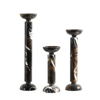 SAIDKOCC Ensemble de trois bougeoirs artistiques en marbre onyx Portoro sur mesure, décoration haut de gamme pour villa européenne