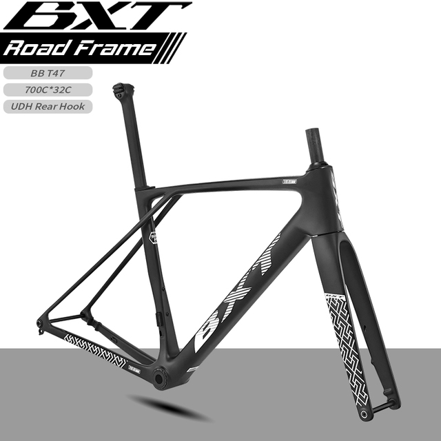 BXT Carbon Fibre T1000 Road Frameset Full Internal Routing Frame Disc Brake F/R Road Frame Size XS/S/M/ML/L/XL Fit 700Cx32C