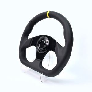 Volant de direction sport en cuir en forme de <span class=keywords><strong>D</strong></span>, à fond plat, universel JDM, pour voitures de jeu, vente en gros <span class=keywords><strong>d</strong></span>'usine - Product Image 2