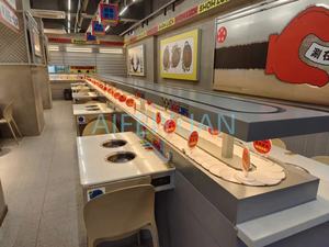 Ticari paslanmaz çelik dönen suşi konveyör bant küçük sıcak tencere masası restoran kendinden-servis ekipmanı için - Product Image 5