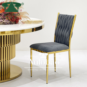 Salón de Bodas de Oro de acero inoxidable de terciopelo tejido tapizar Silla de moda para restaurante - Product Image 3