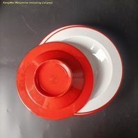 Assiettes à soupe profondes en plastique à large bord Assiette à pâtes ronde en mélamine sans BPA Assiettes de luxe en plastique durable et écologique