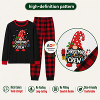 Pyjama de Noël personnalisé, gnome nordique, plaid noir, ensemble assorti pour la famille, vêtements de nuit en polyester, hommes, femmes, enfants, dropshipping, POD, MOQ 1PC