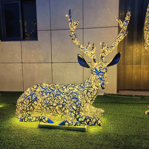 Luce di natale all'aperto scultura commerciale inverno meraviglia festa decorazione 3D gigante ha portato statue di cervi - Product Image 4