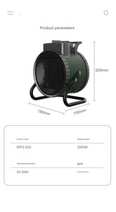 Calentador PTC Portátil de 2000W 2kw, 220V para Uso en Casa y Oficina, Seguridad contra Sobrecalentamiento, en Stock, Envío Rápido, Mejor Precio - Product Image 3