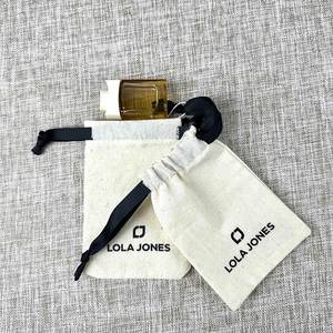 Personalized Organic Cotton <b>Drawstring</b> Bag Eco-Friendly Canvas <b>Pouch</b> for Ring and Earring - Product Image 4