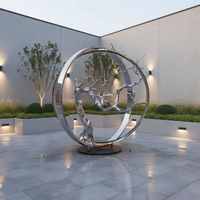 Sculpture abstraite moderne en acier inoxydable 304, décoration artistique en métal pour intérieur et extérieur