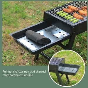 Portable Folding Charcoal Bbq <strong>Grill</strong> Collapsible <strong>Tabletop</strong> Iron Stove With Built-in Tool Box for Outdoor <strong>Camping</strong> Picnic - Product Image 5