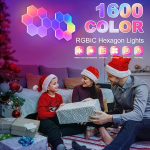 Panel de Luz LED Hexagonal <span class=keywords><strong>RGB</strong></span>, Sincronización con Música, Control por Aplicación Inteligente, Luz de Pared Modular Quantum <span class=keywords><strong>para</strong></span> Sala de Juegos, Dormitorio, Decoración del Hogar - Product Image 2