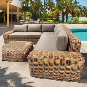 Nhà máy bán Chất lượng cao ngoài trời sân kim loại khung mây wicker l-hình dạng vườn <span class=keywords><strong>sofa</strong></span> <span class=keywords><strong>Set</strong></span> - Product Image 2