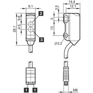 Sensor Óptico Retroreflectivo Difuso OT21-NS-0.3T3 con Fuente de Luz LED - Product Image 2