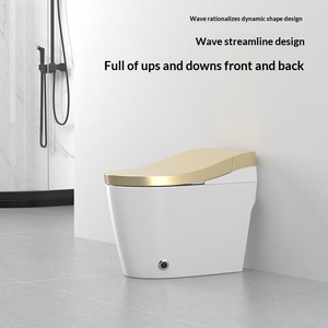 Inodoro Inteligente de Lujo Dorado con Asiento Calefactado, Descarga Automática y Bidé, Sifón en S, Montaje en Suelo, Diseño Moderno, Precio de Fábrica, Control Remoto 202 - Product Image 1