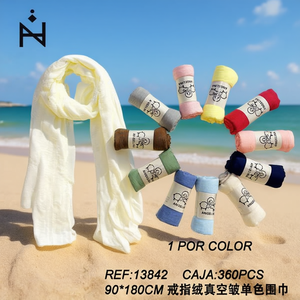 Écharpe unie en velours Ring Velvet Vacuum Crepe 90x180cm, voile de protection solaire - Product Image 3