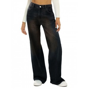 Jean en denim vintage taille haute pour femmes jambe droite ample été décontracté Streetwear avec poches et trous respirant lavable - Product Image 3