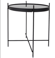 Table basse ronde en métal avec miroir, style européen, moderne, noir, avec design KD mesa de café
