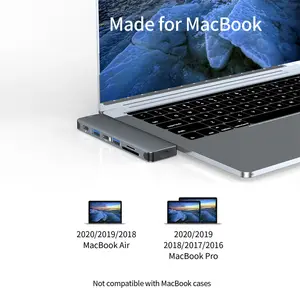 Adattatore Hub USB C 7 in 2 per MacBook con Thunderbolt 3 porta USB C 100W alimentazione 4K 2 USB A Data Media HUB