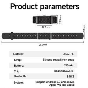 Bracelet intelligent et joncs connectés de Shenzhen, étanches, OEM, sans écran, avec moniteur de fréquence cardiaque, d'oxygène sanguin, de sommeil et d'activité, pour la santé - Product Image 3