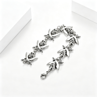 Bracelet pour homme en acier inoxydable, style mode punk gothique, avec breloques pirate, crâne, croix et épée, pour cadeau de fête, commande en gros