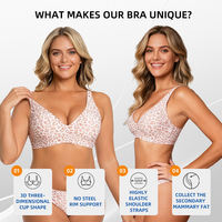 Soutien-gorge en gelée sans couture rembourré en V profond de couleur rose léopard Nouveau design Soutien-gorge bralette sans armatures T-shirt confortable Plunge Soutien-gorge de tous les jours