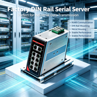 Serveur série 8 ports sur rail DIN, RS232/485 isolé galvaniquement, double Ethernet + 4DI/2DO, Modbus RTU/ASCII TCP/UDP, IIoT