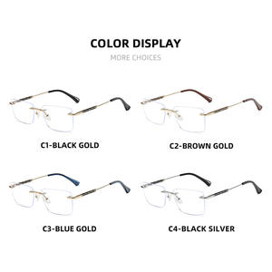 Gafas de lujo para hombre, bloqueador de luz azul, metal dorado marrón, pequeño rectángulo, computadora sin marco 2025 - Product Image 5