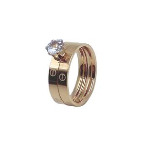 Cincin Titanium Steel Berlapis Emas Model Cluster Perhiasan Mewah Terbaru untuk Pernikahan, Pertunangan, Ulang Tahun, dan Pesta - Product Image 6