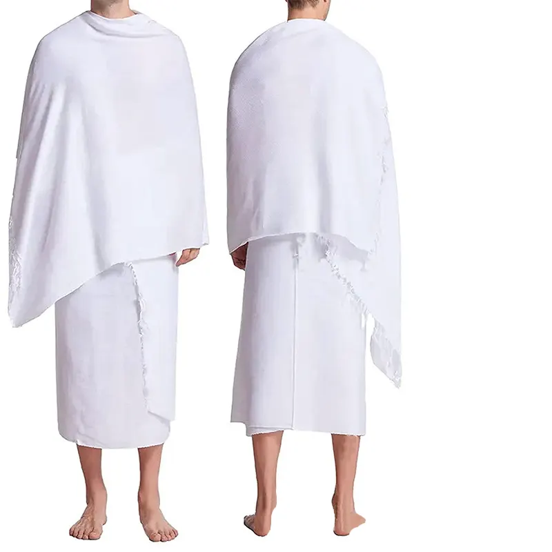Asciugamano da pellegrinaggio Jacquard di alta qualità 210*110cm asciugamano Ihram Hajj in microfibra a buon mercato all'ingrosso per asciugamani Hajj Umrah