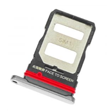 Vassoio porta SIM Xiaomi per Mi11T Mi11T Pro in metallo argentato con dettagli rossi, design fronte-verso schermo - Product Image 3