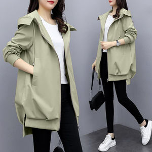 Liu Ming vente chaude produits 2025 Style coréen femmes coupe-vent pardessus décontracté à manches longues <span class=keywords><strong>mi</strong></span>-longueur vestes manteau - Product Image 3