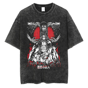 Camiseta retro con estampado de anime Attack on Titan para hombre y mujer, camiseta con estampado de cómic de dibujos animados para hombre, camiseta retro para - Product Image 3
