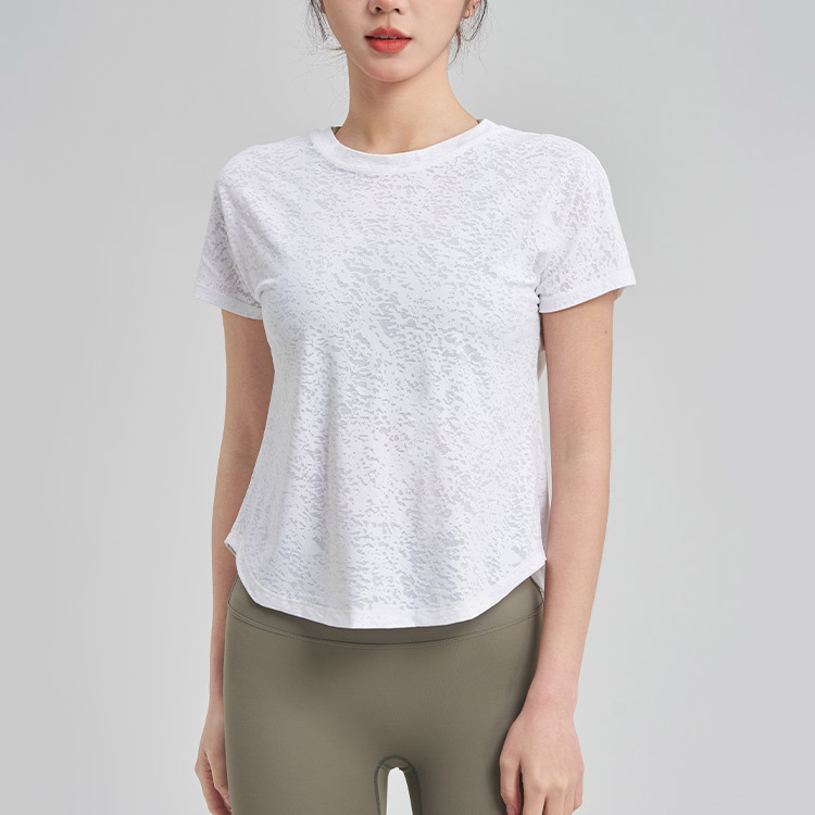 JAC22 TZ4290 Summer Slimming V Neck Sports Top Quick-Drying Yoga Fitness T-Shirt