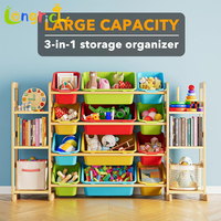 Organizzatore per Giocattoli a 6 Ripiani con 12 Contenitori Multicolore e Design a Libreria, Scaffale Unisex per Bambini per Sala Giochi e Uso Domestico