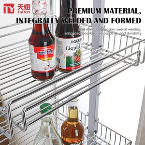 Modern 6-Tier High Cabinet Pull Out Larder <b>Unit</b> Heavy Duty Chrome Steel Wire Pantry Organizer Sliding <b>Kitchen</b> <b>Storage</b> Basket - Product Image 4