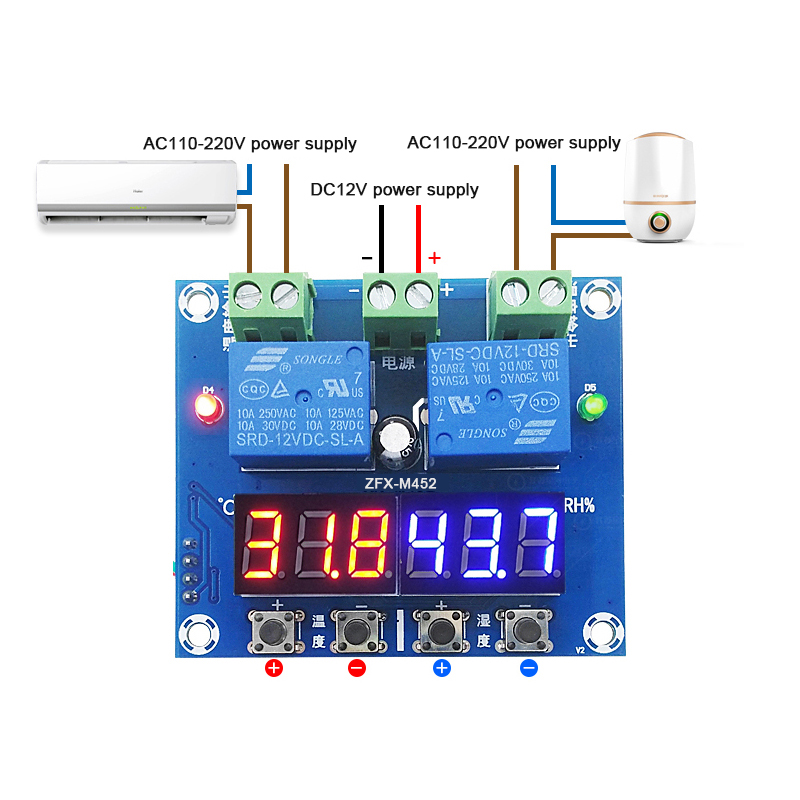 XH-M452 Dual Output Automatic Constant Temperature Humidity Controller Temp And Humidity Controller ZFX-m452(图2) XH-M452 Dual Output Automatic Constant Temperature Humidity Controller Temp And Humidity Controller ZFX-m452(图2)