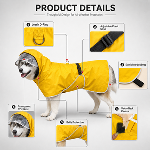 Ropa para Mascotas al por Mayor, Impermeable <span class=keywords><strong>de</strong></span> Alta Calidad, Personalizado, Ajustable, para Todo el Cuerpo, Chubasquero para Perros - Product Image 5