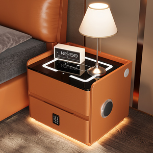 New Smart Bedside <b>Table</b> Simple Modern Bedroom Multi-Function Wireless Charging <b>Storage</b> Cabinet Light Luxury High-<b>End</b> Tempered A5 - Product Image 2