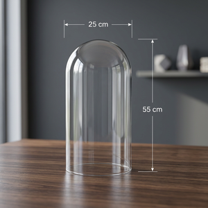G021-22-23-A 25x55 mm. Cúpula de Cristal para Exhibición con Asa Superior de Diamantes y Base Dorada Escalonada - Product Image 1