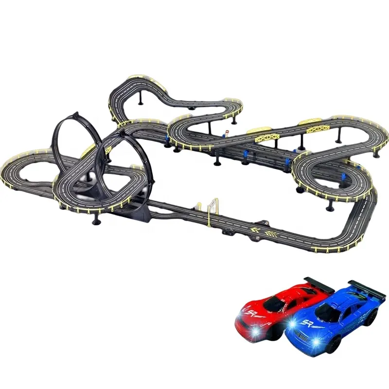 מכירה לוהטת סופר מירוץ מסלול צעצוע לנערים חשמלי רכב חריץ צעצועי 18.1 מטרים ארוך מסלולי מירוץ כפול אינטראקטיבי משחק