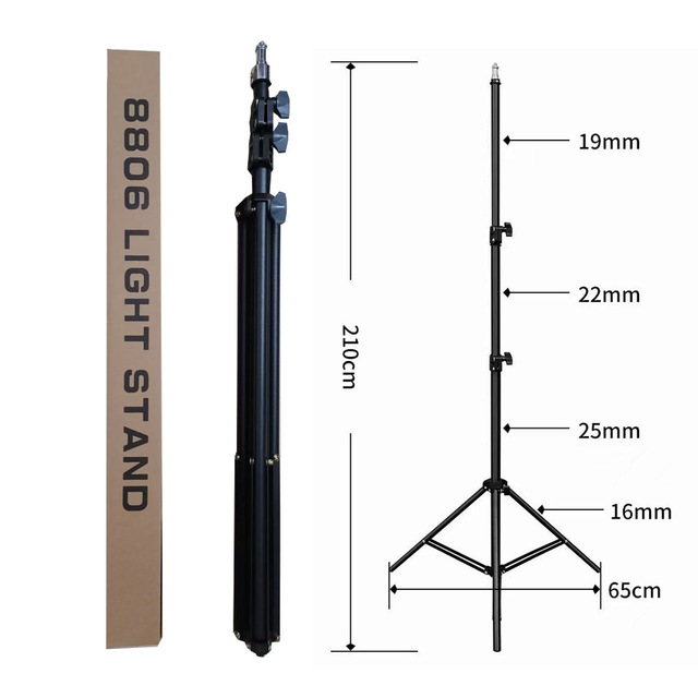Carbon Steel Live Video Tripod Stand 2.1m with Adjustable Light Stand and Phone Clamp for Smartphone Ring Light