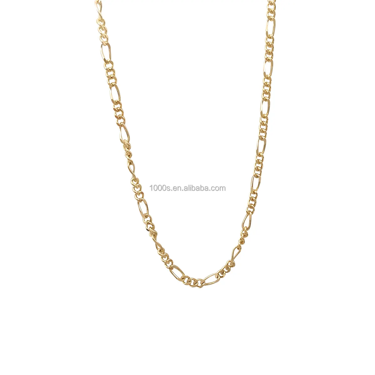Collar de cadena Figaro de oro de 18K, joyería fina, joyería de oro sólido Real, sin chapado, variedad de tamaños